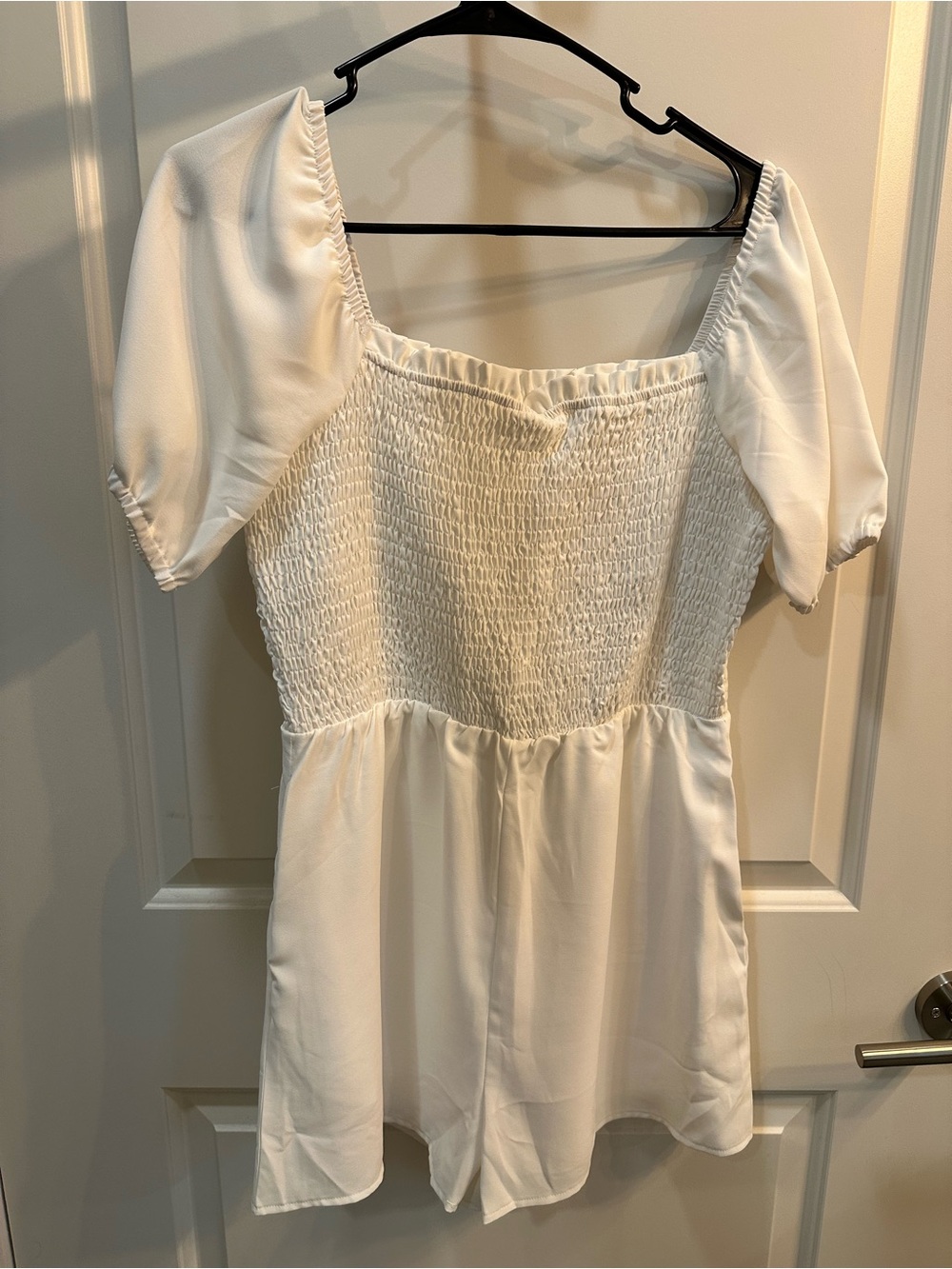 Amazon White Smocked Short Sleeve Romper
